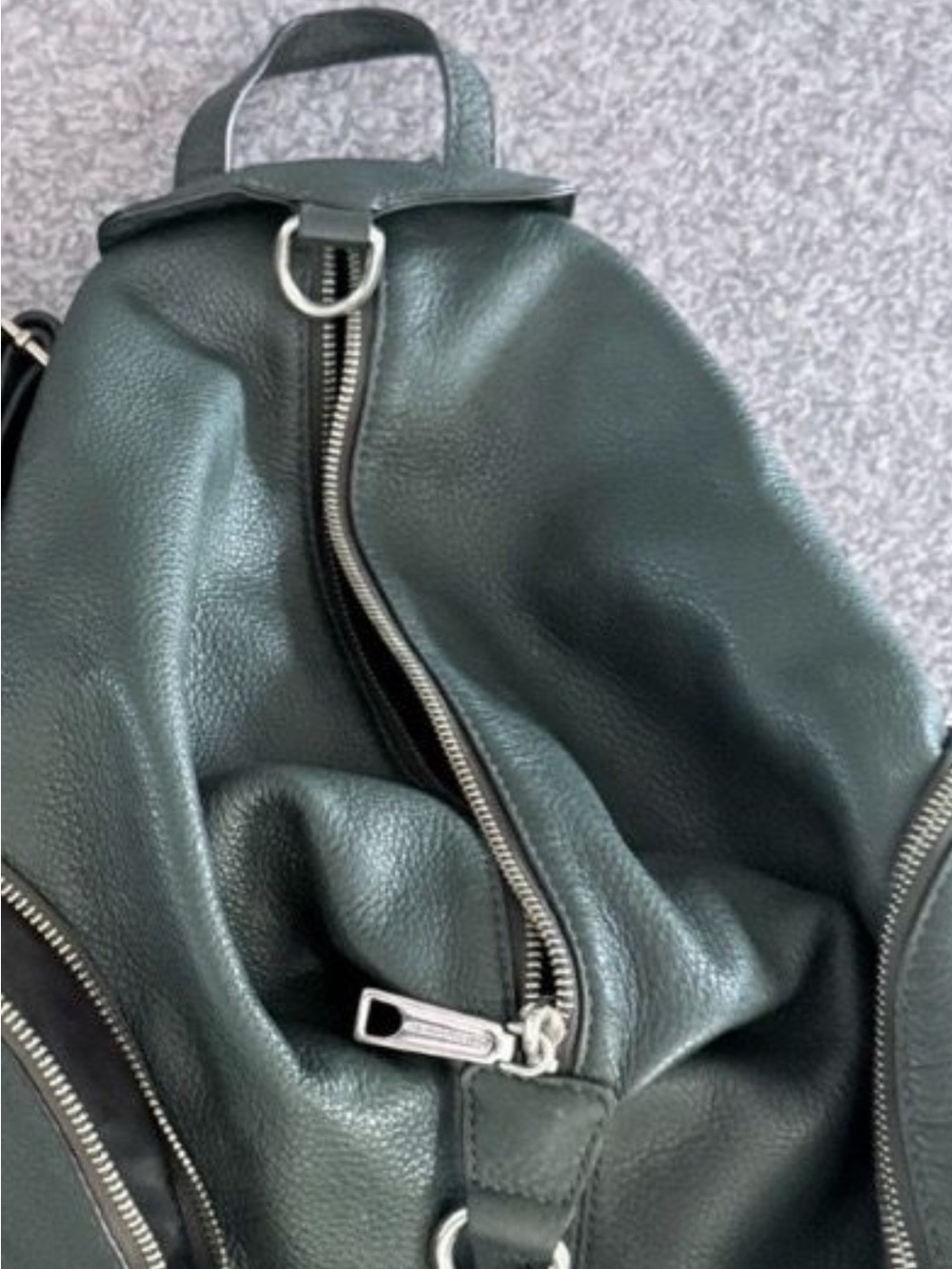 Green army Leather Zip-Accent Women’s Backpack